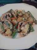 Ensalada de judías verdes, champignones y papas