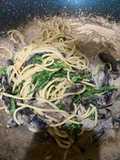 Mushroom spinach spagethy