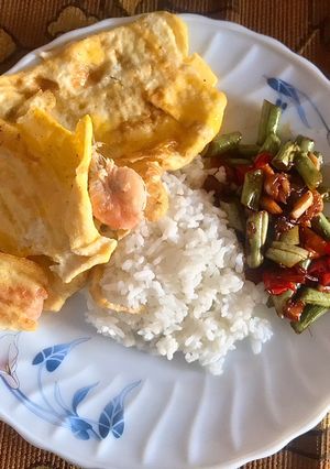 Foto resep Breakfast telur udang oseng buncis 💜