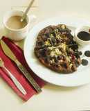 Cranberry Blueberry Waffles  with Chocolate Sauce