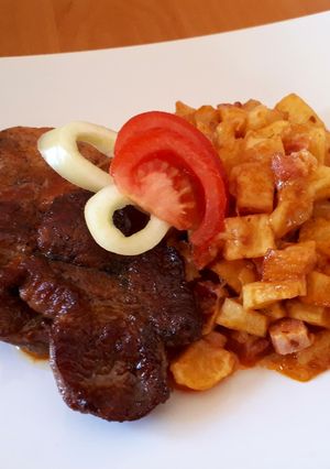 Szalonnás lecsós sült tarja recept fotója