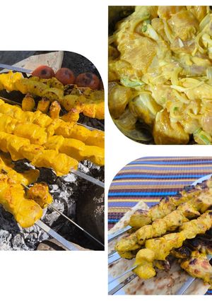 عکسی از دستور جوجه کباب خردلی (Mustard chicken kebab)