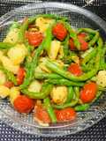 Vegetales  al ajillo con Espárragos, tomatito Cherry, Patatas!
