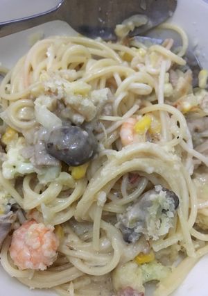 Foto resep Pasta semi vegetarian carbonara