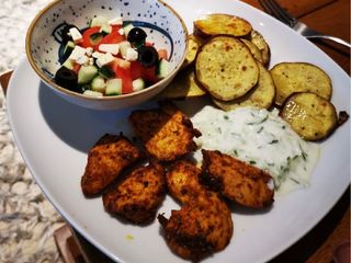 Chicken tzatziki and sweet potatoes