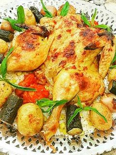 صورة لوصفة صينية الخضار والدجاج المحمر بالفرن😉😉
