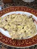 Ribeye steak with mushroom sauce