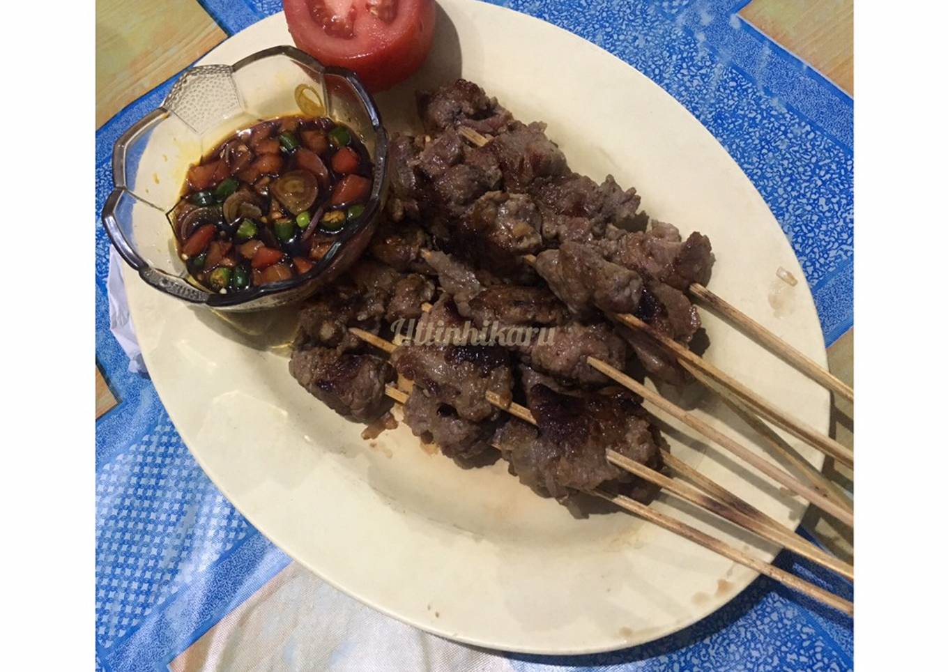 74. Sate Bumbu Simple dengan Saus Kecap