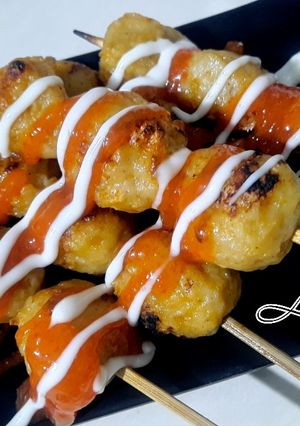 Foto resep Sate bakso ikan bumbu simple🍡