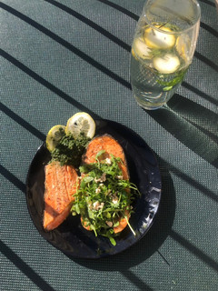 A picture of Salmon and Salsa Verde.