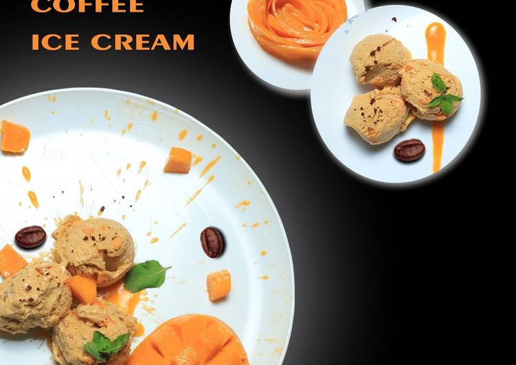 Mango with coffee ice cream 🍨