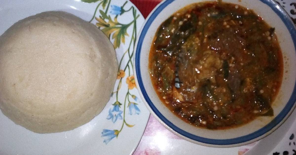 Okro soup and semo Recipe by lydia Omo(Abujamom) - Cookpad