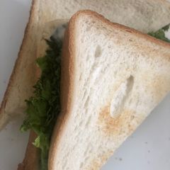 A picture of Shami kabab sandwich.