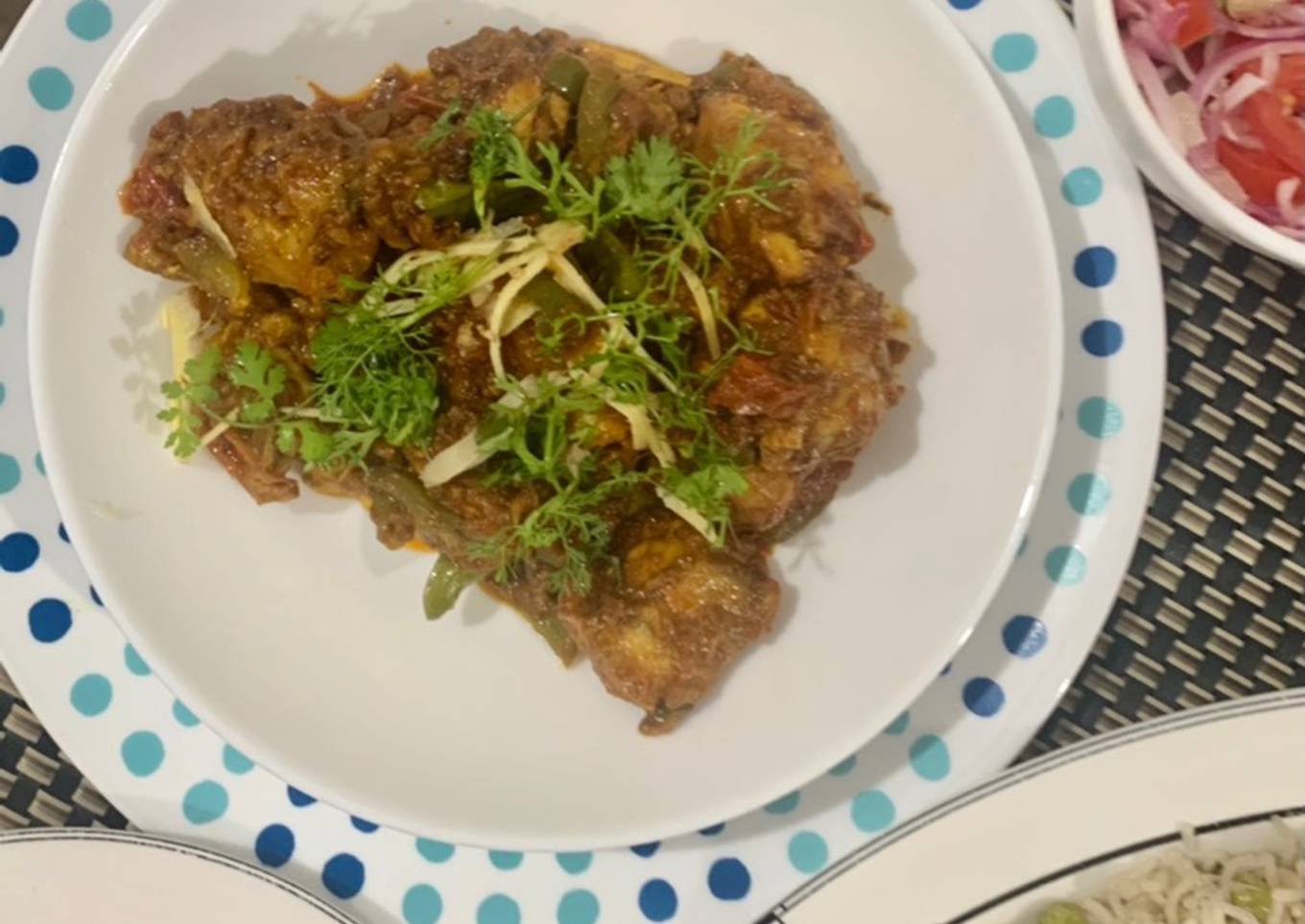 Chicken masala with peas pulao rice