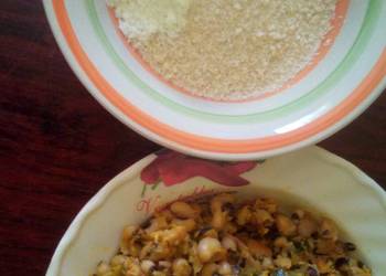 How to Cook Appetizing Beans porridge and spring onion plus garri milk and sugar