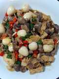 Tumis Tahu, Telur Puyuh dan Jantung Ayam