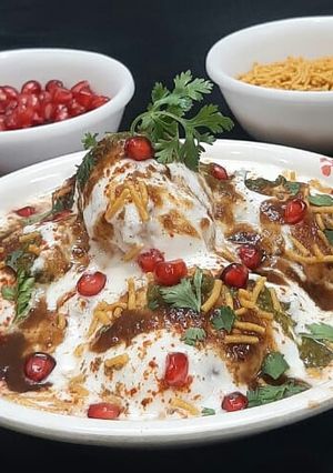 A picture of Moong Dal Dahi Vada.