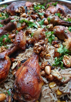 صورة لوصفة ارز مع الفطر والذرة والزبيب طعم روعة 😊😋