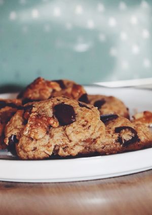 Une photo de Cookies huile de coco pépites de chocolat et noix