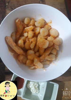 Hình của món Bánh gạo phô mai Hàn Quốc.