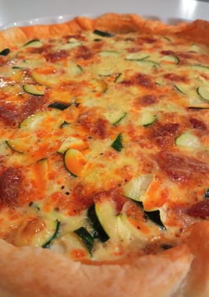 Une photo de Quiche chorizo et courgettes