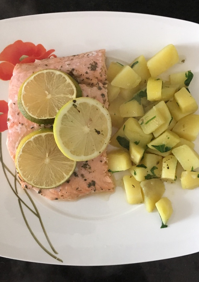 Una foto de Salmón al horno