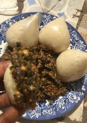 A picture of Semovita and Granut soup.