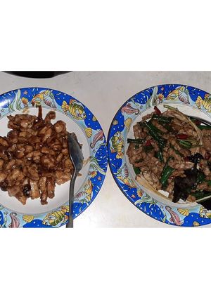 Foto resep Bistik Ayam dan Oseng Kacang Panjang
