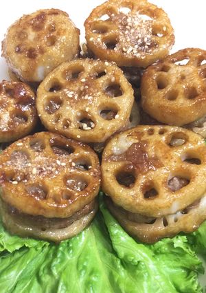 Foto resep Akar Teratai isi daging ala Jepang