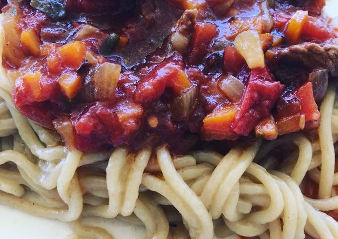 Fideos con Tuco Receta de Sabores de Clarita- Cookpad