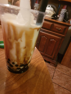 A picture of Tiger Milk with Boba.