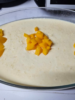 Una foto de Tarta melocotón rápida