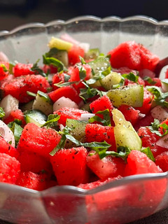 A picture of Watermelon salad.