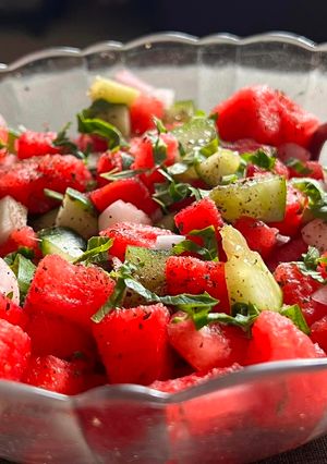A picture of Watermelon salad.
