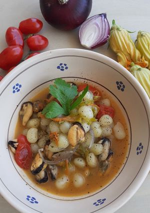Foto di Gnocchetti in Zuppa di Cozze e Fiori di Zucchina