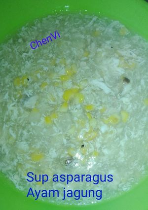 Foto resep Sup Asparagus ayam jagung