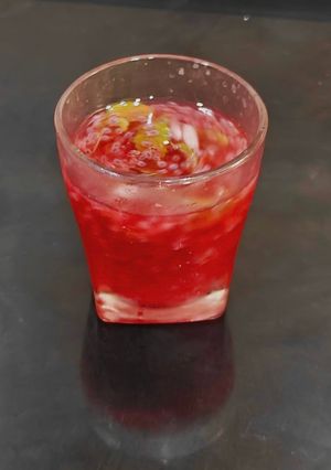 A picture of Rose Drink With Sabja Seeds.