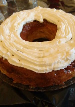 Una foto de Budín de pan con crema