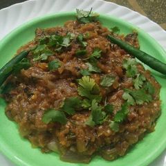 A picture of Baingan bhartha / brinjal bharta.
