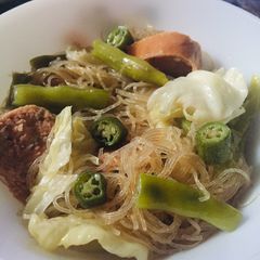 A picture of Rice Vermicelli With Sausages (Asian Bihon Noodles with a Twist).