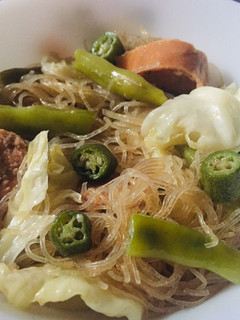 A picture of Rice Vermicelli With Sausages (Asian Bihon Noodles with a Twist).