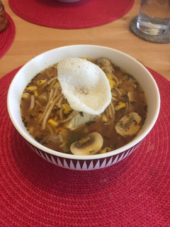 A picture of Chicken noodle soup.