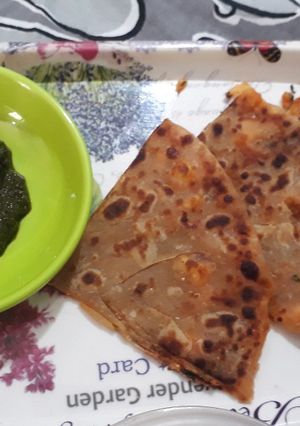 A picture of Aaloo corn Paranthas.