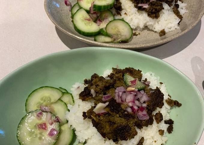 Steps to Prepare Super Quick Homemade Thai inspired ground beef with cucumber salad