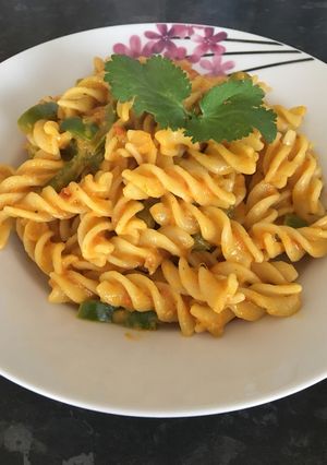 A picture of Red sauce creamy pasta.