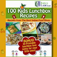 A picture of Kids Lunch box recipes e-book by Indus ladies and American Chop Suey.
