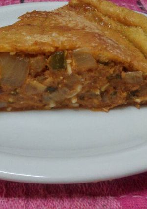 Una foto de Torta gallega con albahaca