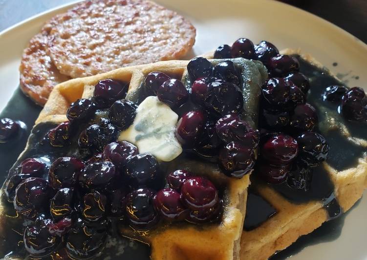 Cinnamon Chaffles with Buttermilk Blueberry Syrup Cinnamon Chaffles with Buttermilk Blueberry Syrup