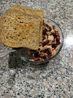 A picture of Red bean tuna toast.