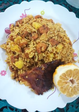 عکسی از دستور میگو پلو به روش مامانم
